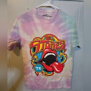 Womens Rolling Stones Tshirt Tie Dye Short Sleeve Small Graphic Tee